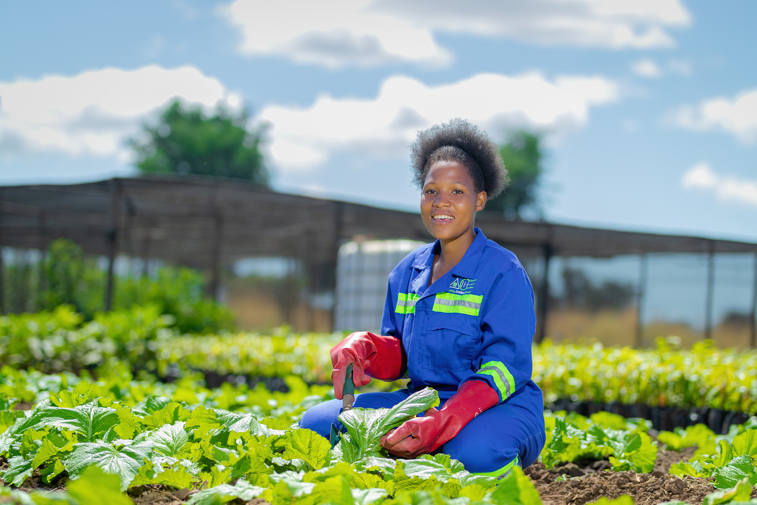 photo of a student in a vegetable garden
