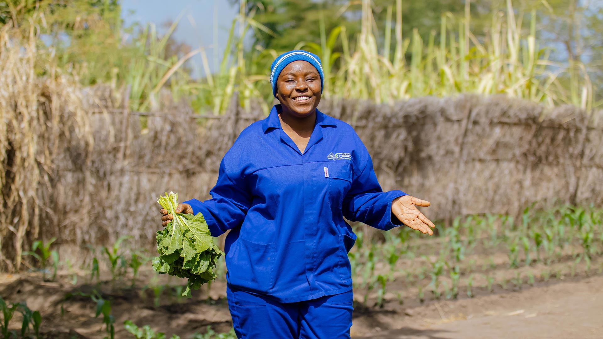 girl student carrying vegetables