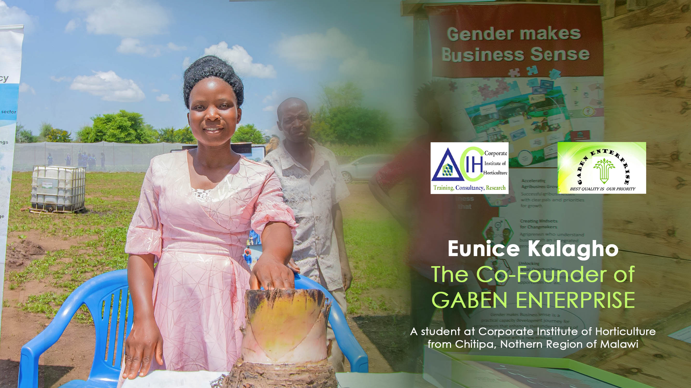 photo of Eunice, CIH student presenting the crops she grows